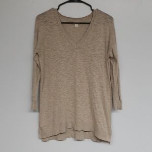 J. Crew Tan V-Neck Sweater with 3/4 Sleeves